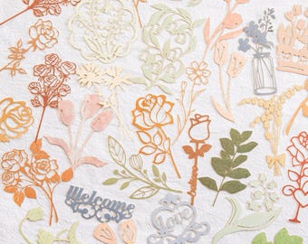 Paquete de 10 piezas/paquete de troqueles florales huecos para efímeras: suministros botánicos vintage para diarios, álbumes de recortes, manualidades de bricolaje y decoración de papelería