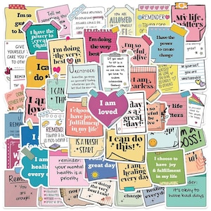 5 pegatinas con frases motivacionales: calcomanías inspiradoras para diarios, álbumes de recortes y manualidades. Regalo para niños. Pegatinas para la vuelta al cole.