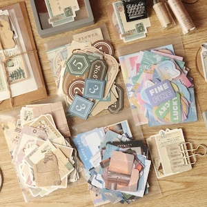100 adesivi vintage per album di ritagli estetici – Forniture per diario, adesivi di carta retrò, decorazioni per diari proiettili e artigianato fai da te