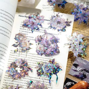 20-teiliges holografisches Blumen-Aufkleber-Set - eleganter Blumen-Aufkleber für Bullet Journal, Laptop, Scrapbooking, Schreibwaren und Bastelbedarf für Kinder