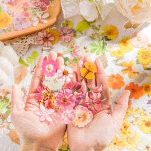 Set di 45 adesivi trasparenti floreali in PET – Adesivi floreali realistici per album di ritagli, diari, decorazioni di cancelleria e forniture per artigianato fai da te
