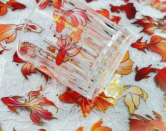 50pcs Koi Fish PET Stickers, Gold Foil Goldfish Stickers, Transparent Journal Stickers, Japanese Scrapbook Decor, Planner Supplies