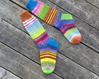 Hand Knit Socks Bright Lights