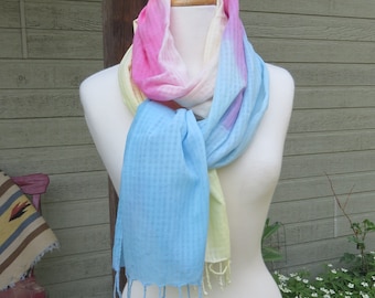 Pale Rainbow Hand painted Cotton Scarf