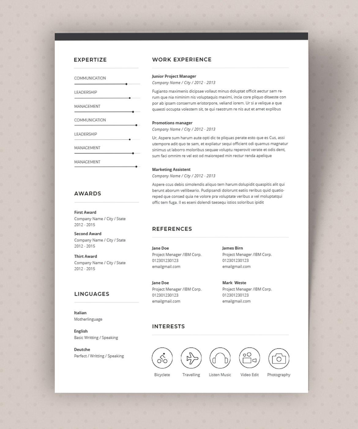 Clean Resume Template Google Docs, Word & Pages, Minimalist Executive ...