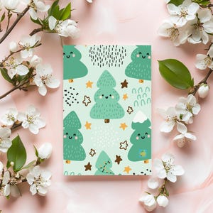 Adorable Christmas Tree Pattern Digital Print Commercial Use - Cute Gift Card Template, Festive Holiday Art, Instant Download for DIY Gifts