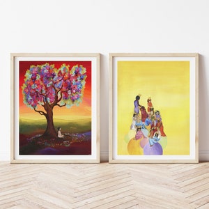 Mystical Fine Art Print Folk Artist Colorful Spiritual Wall Decor Feminine Energy Tree Art For Women image 4