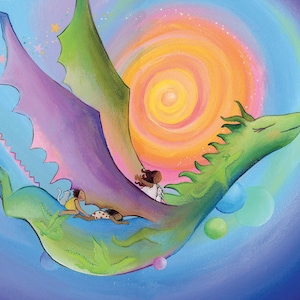 Arte del drago, stampa d&#39;arte magica, arredamento della camera dei bambini