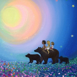 Fine Art Print, Three Bears, Happy Wall art image 1
