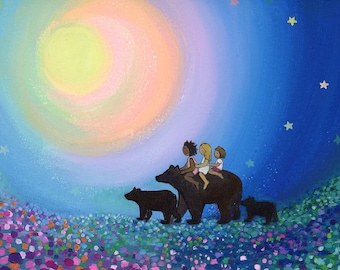 Fine Art Print, Three Bears, Happy Wall art