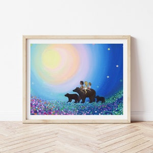 Fine Art Print, Three Bears, Happy Wall art image 3