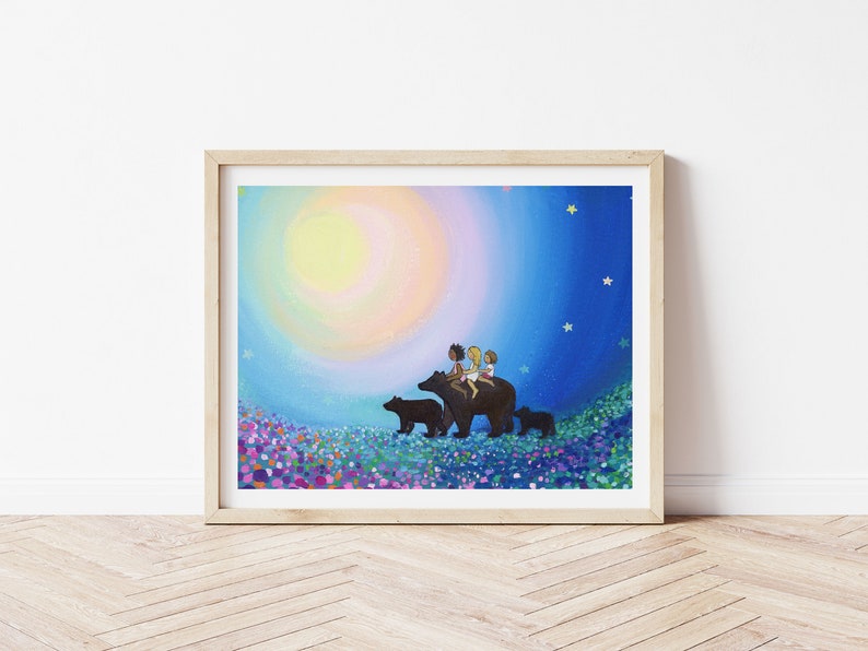 Fine Art Print, Three Bears, Happy Wall art image 3