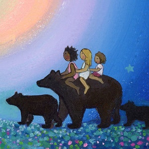 Fine Art Print, Three Bears, Happy Wall art image 2