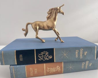 Vintage Brass Unicorn Figurine, 4" Mythical Home Decor