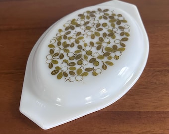 Vintage Pyrex Verde Green Casserole Dish Lid 1960-70s Olives Pattern Replacement Lid