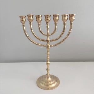 11.5” Vintage Brass Menorah, 7 Branch menora, Judaica, Chanukah Hanukkah Menorah, Hanukkia, religious menorah candle holder | FREE SHIPPING