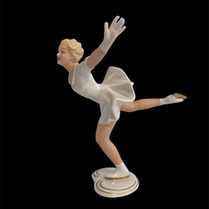 Vintage Porcelain Wallendorf Female Figure Skater,  Ice Skater Figurine, Schaubach Kunst, Made in East Germany | FREE SHIPPING