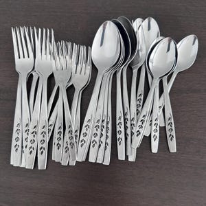 Imperial International Rose Silhouette Flatware| Vintage Stainless Steel Silverware, Replacement Spoons & Forks