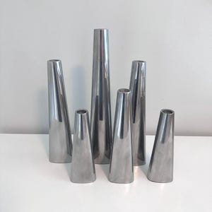 Set of 6 vintage IKEA Rënos Aluminum Candlestick holders candle holders, designed by Ehlèn Johansson of Sweden | FREE SHIPPING