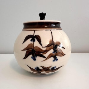 Vintage Studio Pottery Canister Jar, Japanese Asian Design, Artist Signed