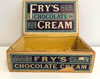 Antique FRY'S Chocolate Cream Advertising Pine Box - Etsy