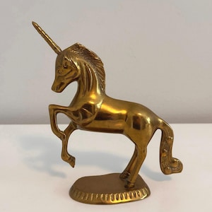 7” Vintage BRASS unicorn, solid brass home decor, Made in Korea | FREE SHIPPING