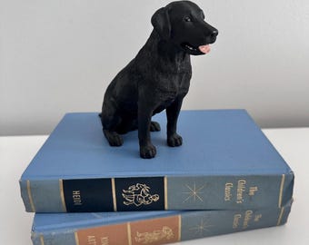 Vintage Black Labrador Retriever Figurine: 5" Resin Dog Statue