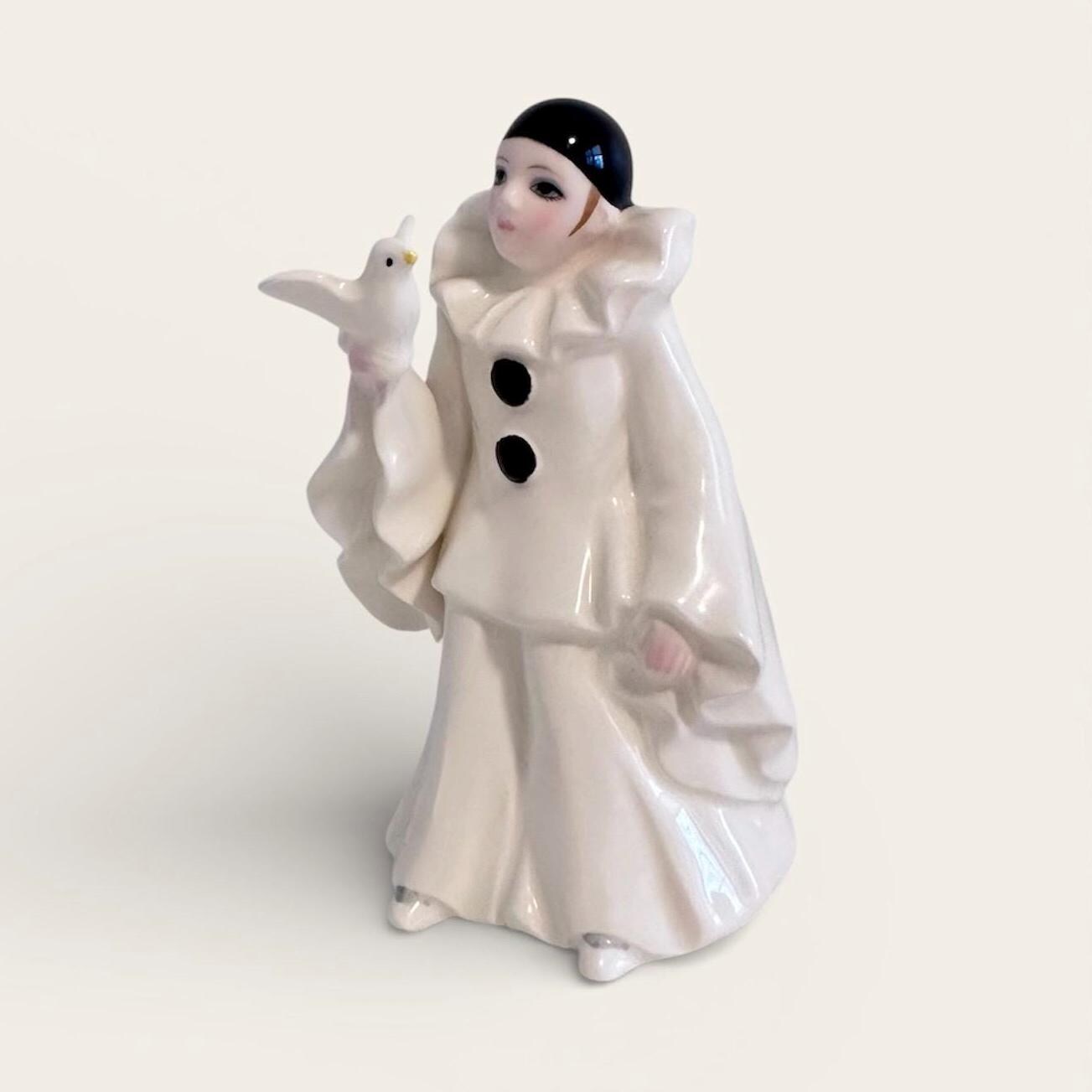 Grande Figurine Pierrot Vintage 62 Cm – Faïence Et Chiffon, Années 50, Collection, état Correct