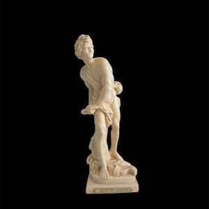 Vtg Italian alabaster resin statue sculpture | David by Bernini | sculptor A Santini | David Preparing for battle against Goliath