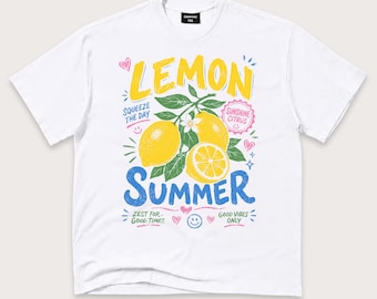 Lemon Summer Shirt, Retro Citrus Graphic Tee, Cute Fruit Lover Gift, Good Vibes T-Shirt