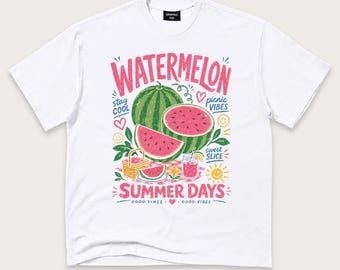 Watermelon Shirt, Retro Summer Graphic Tee, Picnic Fruit T-Shirt, Watermelon Lover Gift