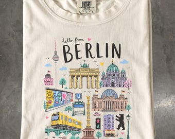 Berlin Germany T-Shirt: Retro Travel Graphic Tee, Brandenburg Wall Shirt, German Souvenir Gift
