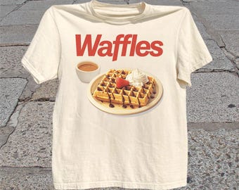 Waffles T-Shirt: Retro Diner Brunch Dessert Graphic Tee, Breakfast Food Shirt, Waffle Lover Gift