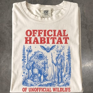 Cryptid Habitat T-Shirt: Vintage Unofficial Wildlife Graphic Tee, Haunted Forest Shirt, Folklore Gift