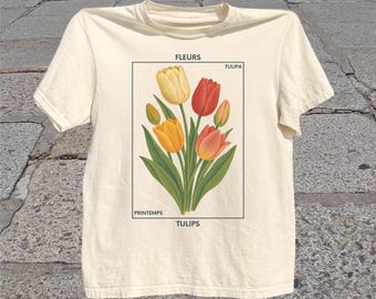 Tulip Flower T-Shirt: Vintage Botanical Floral Graphic Tee