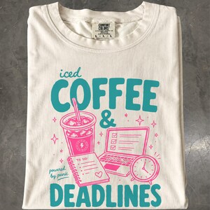 Iced Coffee T-Shirt: Retro Workday Graphic Tee, Deadline Humor Shirt, Office Coworker Gift