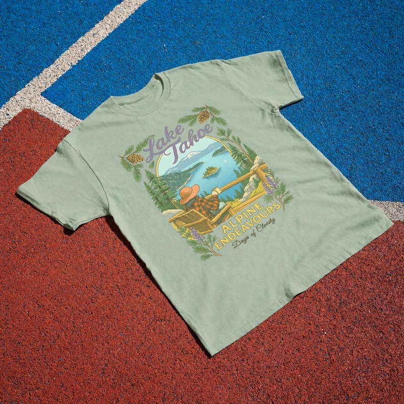 Lake Tahoe Shirt, Retro California Mountain Graphic Tee, Outdoor Travel Gift Bay