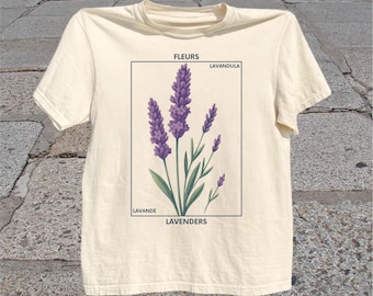 Lavender Flower T-Shirt: Retro Vintage Botanical Floral Graphic Tee
