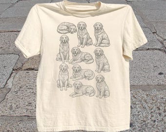 Camiseta Golden Retriever: Camiseta retro vintage con estampado de perro, camiseta minimalista de Retriever