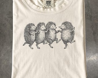 Hedgehog Shirt, Dancing Hedgehogs Graphic Tee, Cute Woodland Animal Lover Gift