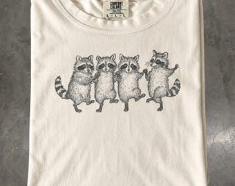 Raccoon Shirt, Dancing Raccoons Graphic Tee, Funny Woodland Animal Lover Gift
