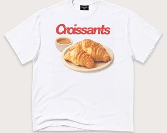 Croissants T-Shirt: Retro French Bakery Pastry Graphic Tee, Cafe Breakfast Shirt, Pastry Lover Gift
