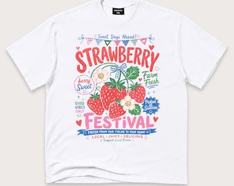 Strawberry Festival Shirt, Farm Fresh Berry Graphic Tee, Farmers Market Summer T-Shirt
