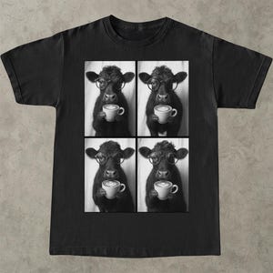 Photobooth Cow Shirt, Funny Cow Shirt, Retro Cute Cow Shirt, Farm Animal Shirt, Farm Life T-Shirt, Cow Coffee Lover Shirt, Women Cow Tee