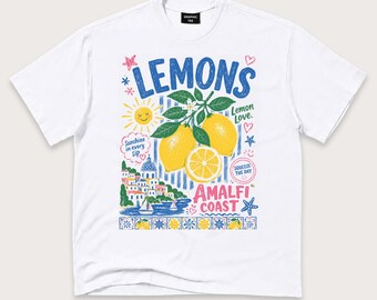 Amalfi Coast Lemon Shirt, Retro Italy Vacation Tee, Mediterranean Summer Graphic T-Shirt, Citrus Lover Gift