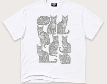 Bengal Cat T-Shirt: Vintage Cats Graphic Tee, Retro Feline Shirt, Cat Lover Gift
