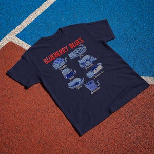 Blueberry Cat Shirt, Funny Cat Tee, Cute Foodie Cat Gift, Retro Dessert T-Shirt True Navy | Navy