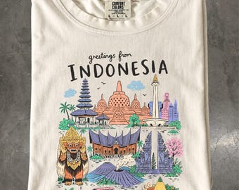 Indonesia T-Shirt, Bali Travel Graphic Tee, Comfort Colors Shirt, Indonesian Culture Souvenir