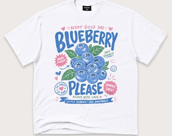 Blueberry Please Shirt, Cute Berry Graphic Tee, Summer Fruit Lover Gift
