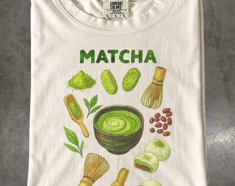Matcha Green Tea T-Shirt, Japanese Tea Graphic Tee, Foodie Café Shirt